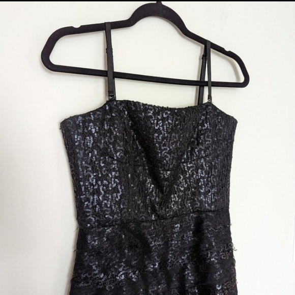 BCBGMaxAzria Black Tiered Sequin Mini Dress - Picture 3 of 5